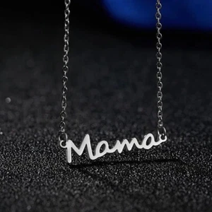 Mama Pendant Necklace for Women - Stainless Steel - Silver 18'' Gift Jewelry - Picture 1 of 13