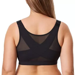 Plus Size Wireless Front Closure Bra Black 40C Full Coverage Unlined - Picture 1 of 3