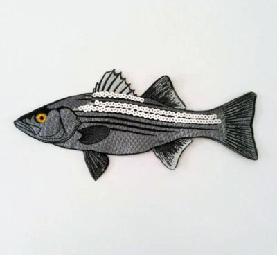 Sea Fish With Sequins Handmade Embroidered Patch - Image 1 of 4