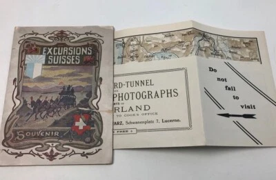 1914 excursiones suisses SUIZA Lucerna, mapa desplegable folleto antiguo Foto 1 de 4