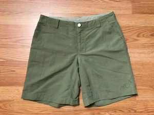 North Face Shorts Womens 6 Green Pockets Nylon Drawstring Logo Hiking Outdoor - Picture 1 of 11