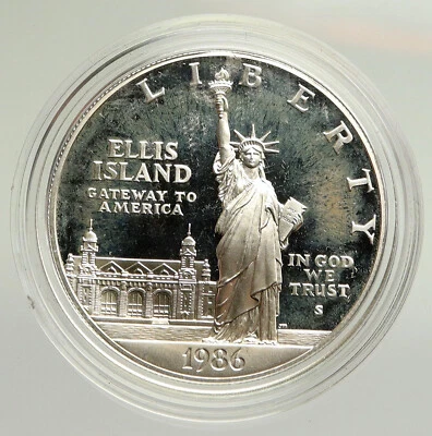 1986S UNITED STATES Ellis Island Statue of Liberty NY Proof Silver $ Coin i94796 - Image 1 of 3