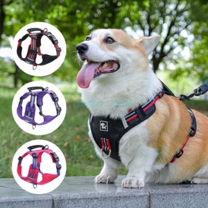 XS-XL Anti Pull Dog Harness Vest Night Reflective Adjustable Pet Walking Gear - Picture 1 of 15