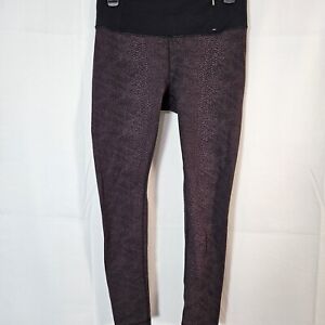 CALIA Size Medium Leggings Stretch Pants Black Zip With Pocket Purple Snakeskin 