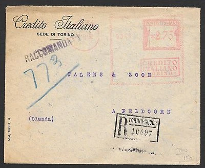 Italy covers 1932 Red Franked Bankcover Torino to Apeldoorn - Image 1 of 2