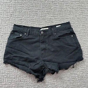 Levis Jeans Shorts 12 schwarze Denim Cut Offs Stretch mittelhohe Taschen Damen - Bild 1 von 13