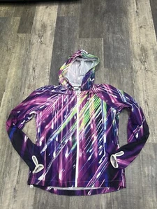 Fila Sport Windbreaker Hoodie Womens Small Zip Up Lightweight Thumbholes Jacket - Picture 1 of 2