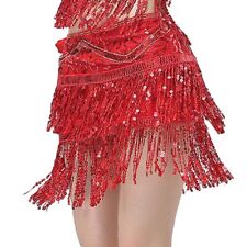 Polyester Hip Scarf Tassels Dancer Skirt Shiny Show Costumes  Women