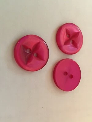 12 PC PKG. NEW 3/4 INCH  CYBER PINK PEARL FINISH STAR DESIGN BUTTON - Image 1 of 3