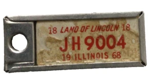 1968 Illinois Disabled American Veterans License Plate Keychain Key Tag DAV # - Picture 1 of 12