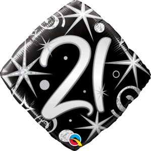 Elegante Globo de Lámina Brillo y Remolinos Hito Número 21 Cumpleaños Aniversario - Imagen 1 de 1