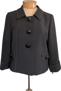 Tahari Arthur S. Levine Petite Women's Coat Size 14P Black with Buttons New - Picture 1 of 11
