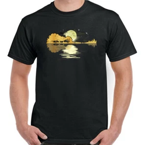 Gitarre T-Shirt Elektrischer Akustisch Bass Rock n Roll Band Musik Reflexion - Picture 1 of 2