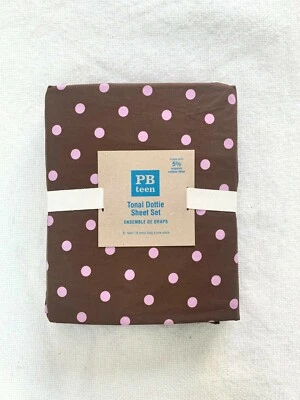Juego de sábanas Pottery Barn Teen Tonal Dottie Twin XL rosa marrón Foto 1 de 3