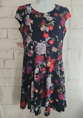 Marc Bouwer Multicolor Floral Sheath Dress size XL Round Neck Short Cap Sleeve - Image 1 of 4