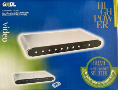 HDMI SPLITTER G&BL 6036, 8 OUTPUT, 1 IMPUT, con telecomando ed alimentatore - Immagine 1 di 4