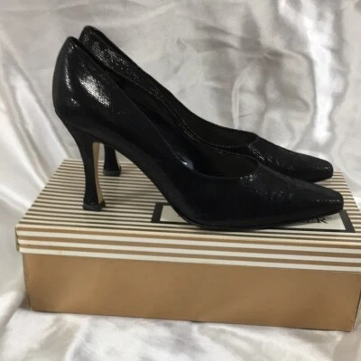 "Tacones ANDREW GELLER caviar negro talla 9M 3,5"" vintage" Foto 1 de 4