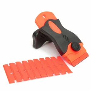 Plastic Double Edged Sticker Scraper with 10Pcs Razor Blades for Removing Glue - Picture 1 of 6