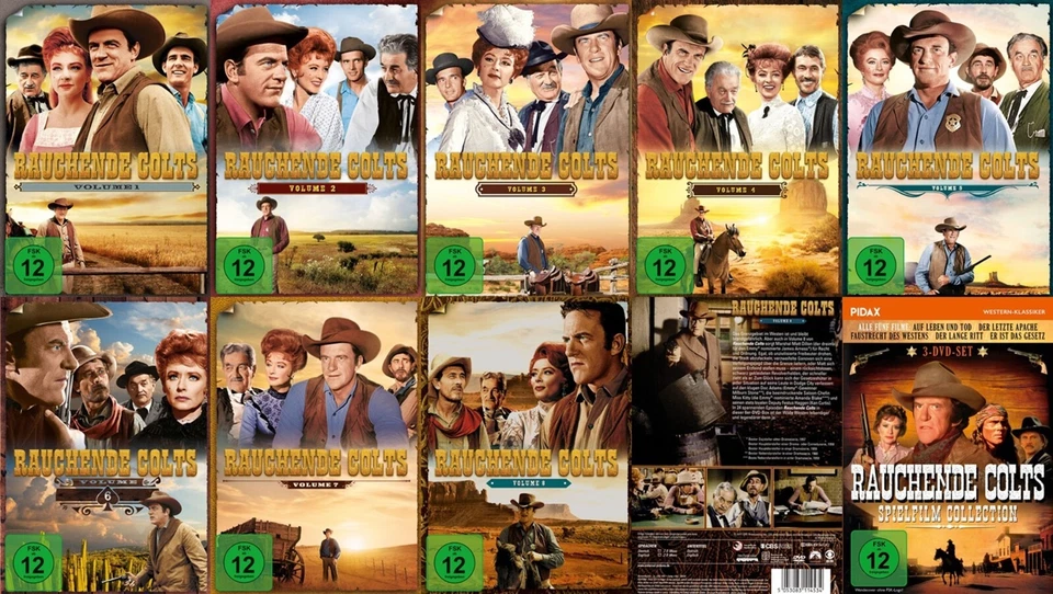 Gesamtedition RAUCHENDE COLTS Western Serie +5 Gunsmoke Filme 57 DVD BOX Edition - Bild 1 von 1