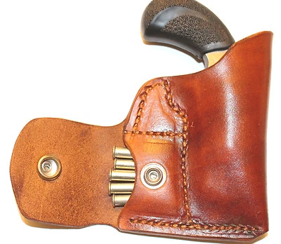 SOUTHERNCHARMHOLSTERS Pocket holster with ammo pouch for NAA PUG - Grade A HERMAN OAK Leather tan USA