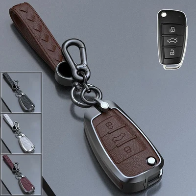 Zinc Alloy Leather Car Key Fob Case Cover For Audi A6 S3 S4 S6 RS6 A3 A4 Q5 Q7 - Image 1 of 4