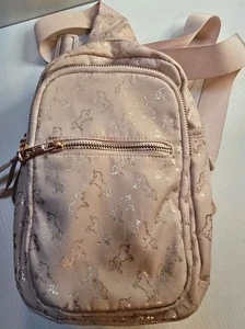 Pink Unicorn Sling One Sided 3 Pockets Backpack Rose Gold Hardware - Bild 1 von 5