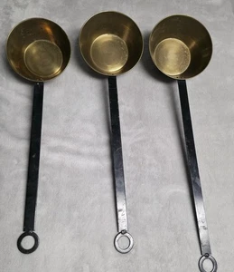 Cucina casale vintage set 3 lamelle ottone manico lungo ferro forgiato - Foto 1 di 20