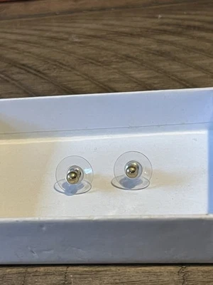 14K 真纯黄金圆形球珠耳钉耳环回扣 4 毫米 — 第 1/3 张图片