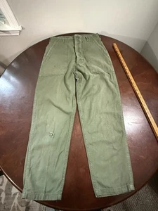 1972 US Army Hose Pants OG-107 Sateen Utility Green Cotton 30x31 Button Fly - Bild 1 von 21