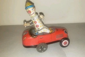 COCHE DE FRICCIÓN VINTAGE, TET Japón hojalata rueda payaso circo como está - Imagen 1 de 16
