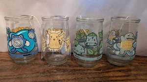 Vtg Pokemon Welch's Glass Jars 4 Of 9 Pikachu, Pollwhirl, Bulbasaur. Squirtle - Picture 1 of 16