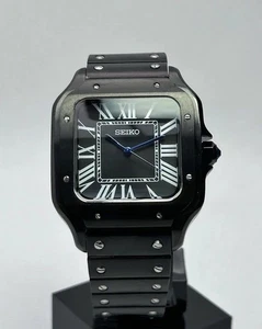 Seikmod SantosStyle Black PVD NH35 Aut Sapphire 316L Steel Roman Dial - Bild 1 von 5