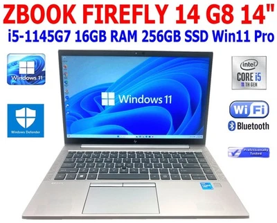 HP ZBOOK FIREFLY 14 G8 LAPTOP i5-1145G7 16GB RAM 256GB SSD WIFI/BT WIN11 PRO - Image 1 of 4