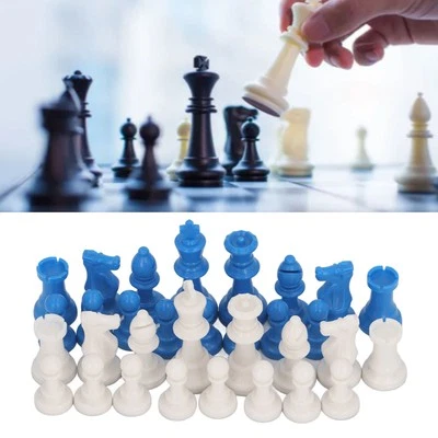 Pièces D'échecs 32PCS Ensemble Bleu Blanc Grand Fond Amusant Portable Pondé - Photo 1/4