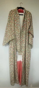 Kimono de bayas rojas verdes vintage hecho a mano japonés - Imagen 1 de 10
