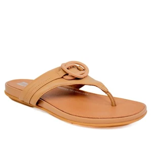 Chanclas usadas como nuevas_FitFlop FS9-A21 cuero gris bronceado claro US07_Ligero - Imagen 1 de 10