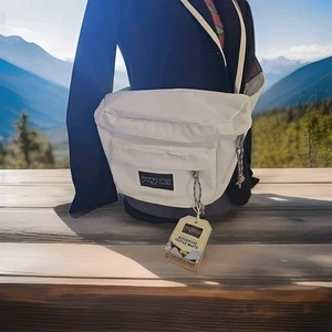 Jansport White Fanny Pack Belt Bag Cross Made In USA 2 Pocket Adjustable. NWT - Picture 1 of 11