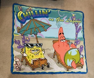 Vintage Nickelodeon SpongeBob Patrick Chillin’ On Goo Lagoon Fleece Blanket - Picture 1 of 4