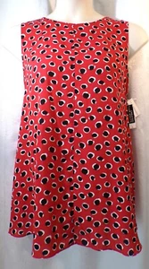 Bar III Red Black White Polka Dot Tie Back Sleeveless Blouse Size 1X - Picture 1 of 2