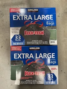 Kirkland Signature Flex-Tech Drawstring Trash Bags 33 Gallon 90 CT. ONE BOX ONLY - Picture 1 of 3