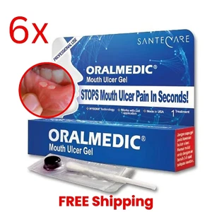 (Paquete de 6) Gel Oralmedic Úlcera Bucal 1 Tratamiento Alivio Rápido del Dolor Hecho en EE. UU. - Imagen 1 de 4