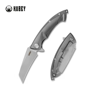 Kubey Anteater Folding Knife Titanium Handle D2 Plain Edge Sandblast KB153A - Picture 1 of 1