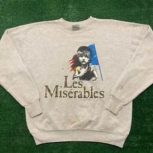 Vintage 1990s Les Miserables Logo Movie Punk Baggy Gray Crewneck Sweatshirt - Picture 1 of 5