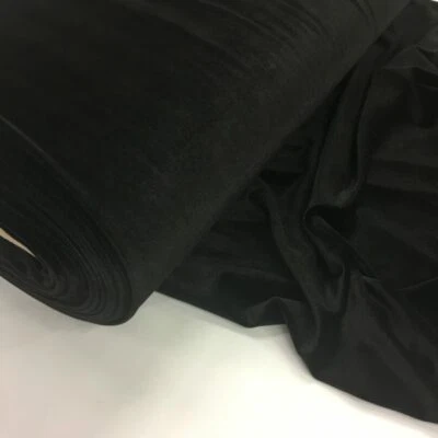 French (Black) 4 WAY Spandex Stretch Velvet Fabric By The Yard//Smooth Back - Image 1 of 4