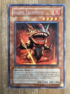 YUGIOH-ALIEN TELEPATH-1ST EDITION RARE-GLAS-EN034 LP - Image 1 of 2