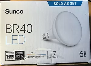 Sunco 6 Pack BR40 LED Light Bulbs, Indoor Flood Lights, 1400 LM, 17W - Picture 1 of 5