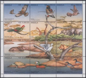 ANGOLA Sc# 955a-l HOJA CONTIGUA de 12 SELLOS FORMANDO UNA IMAGEN de VIDA SILVESTRE - Imagen 1 de 1