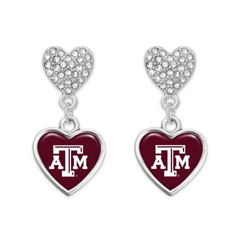 Texas A&M Aggies Amara Silver Maroon Crystal Dangle Earrings Jewelry Gift Cover
