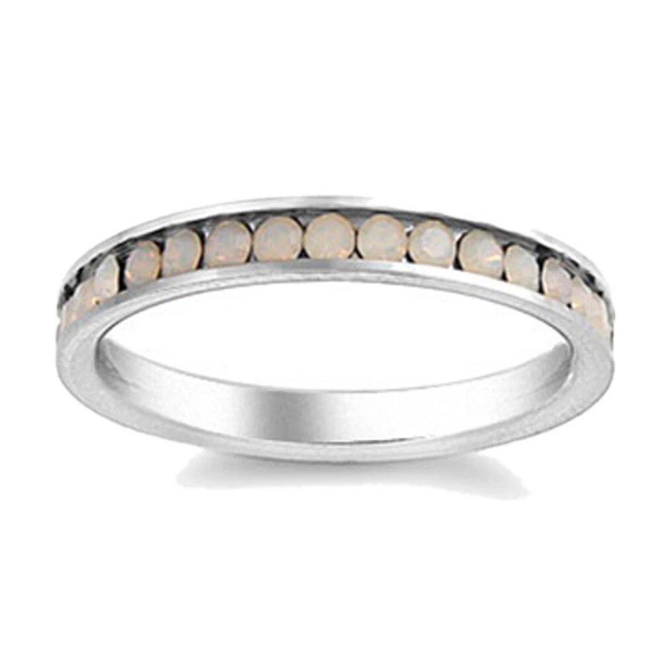 Women 3MM Stainless Steel Simulated Opal Eternity Band - Image 1 of 1
