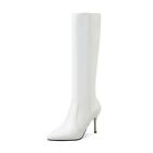 Womens Casual Sexy Knee High Boots Stiletto Heel Pointed Toe Zip Fashion Shoes